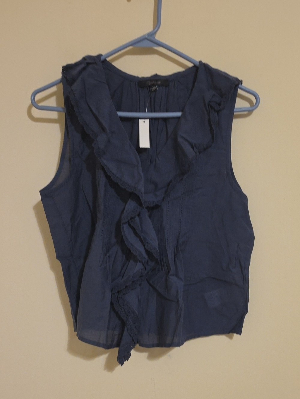 Madewell Navy Ruffle Sleeveless Blouse
